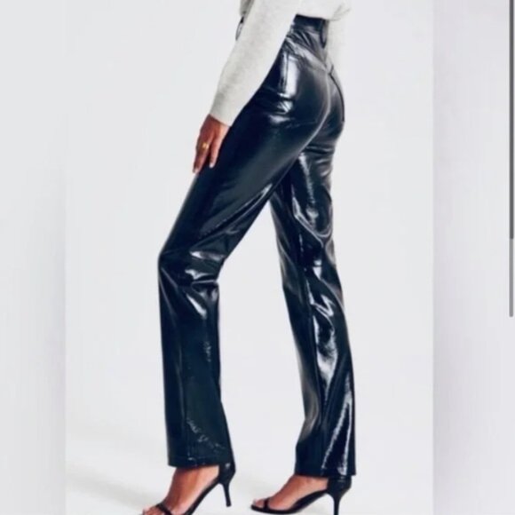 Abercrombie & Fitch The 90s Straight Ultra High Rise Faux Leather Pants - Picture 3 of 11